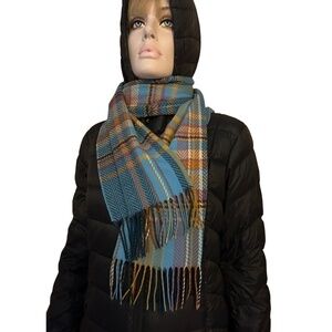 LORD & TAYLOR Fringed Scarf Wrap Shawl Tartan Plaid Large Made in Germany Unisex